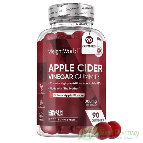 Weight World Apple Cider Vinegar Gummies Ябълков оцет Гъми х 90 желирани таблетки