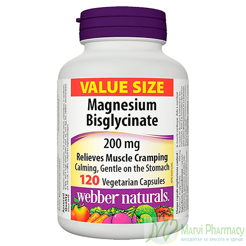 Webber naturals Магнезий (Бисглицинат), 120 капсули
