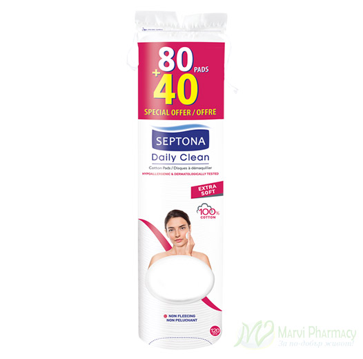 Septona DAILY CLEAN Дискове за дегримиране /кръгли/ 80бр + Бонус 40бр